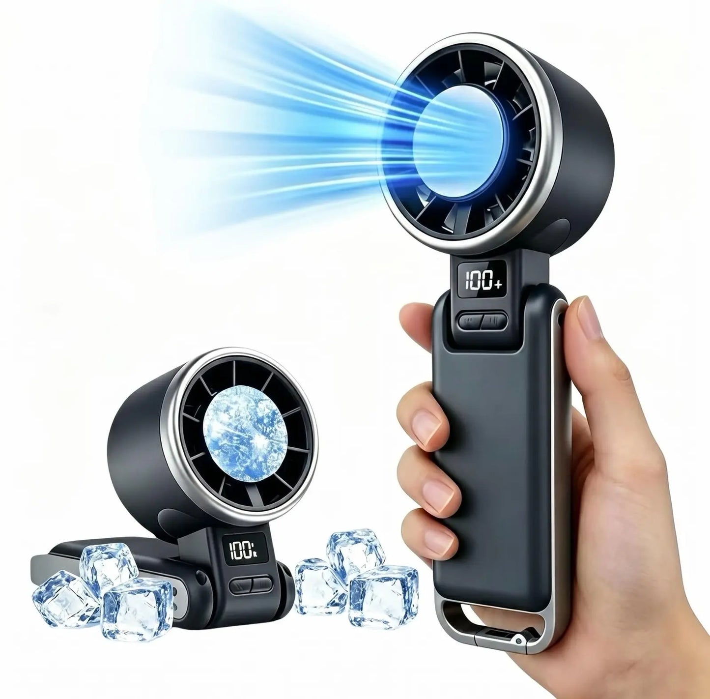 2026 Upgraded Portable Fan – Handheld High-Speed Fan, 100 Adjustable Levels, Foldable for Travel & Outdoor Use