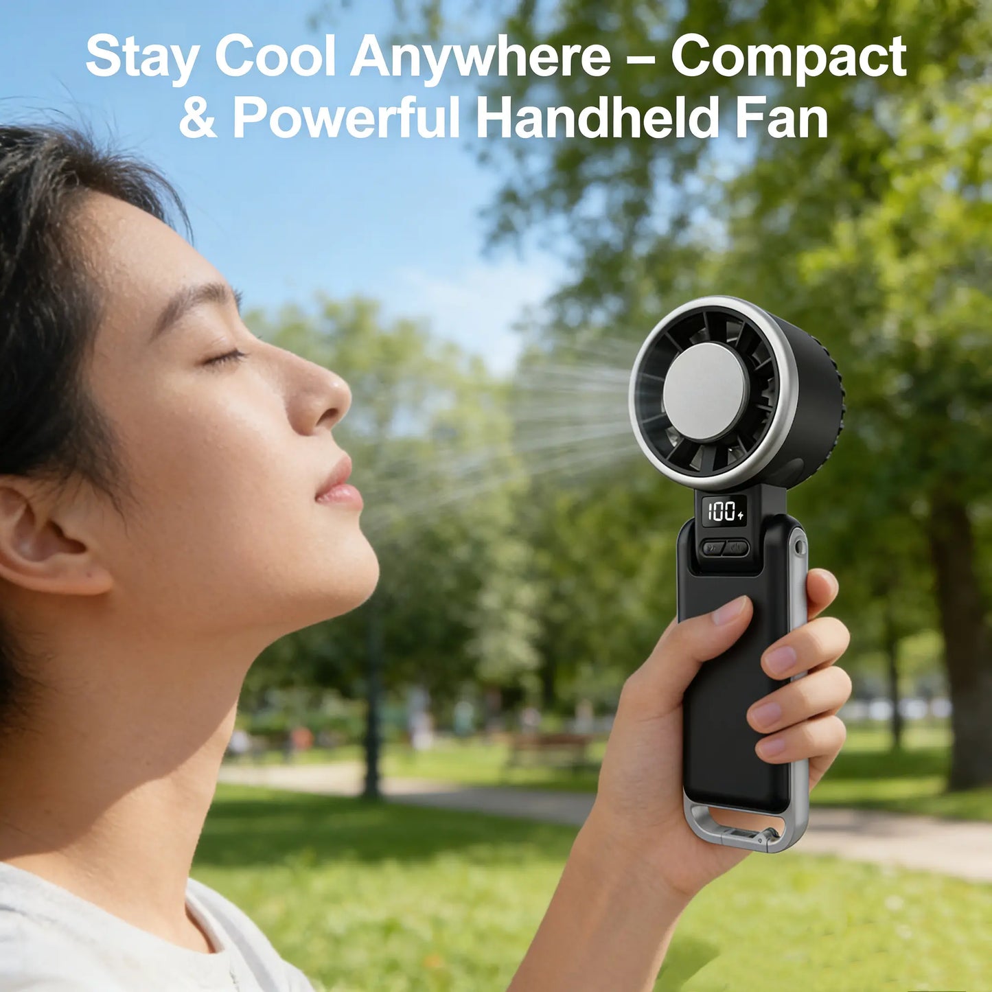 2026 Upgraded Portable Fan – Handheld High-Speed Fan, 100 Adjustable Levels, Foldable for Travel & Outdoor Use