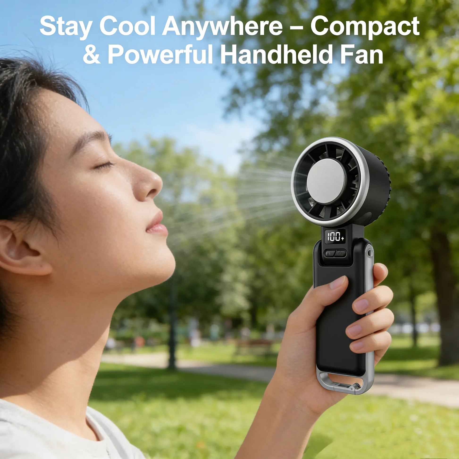 2026 Upgraded Portable Fan – Handheld High-Speed Fan, 100 Adjustable Levels, Foldable for Travel & Outdoor Use
