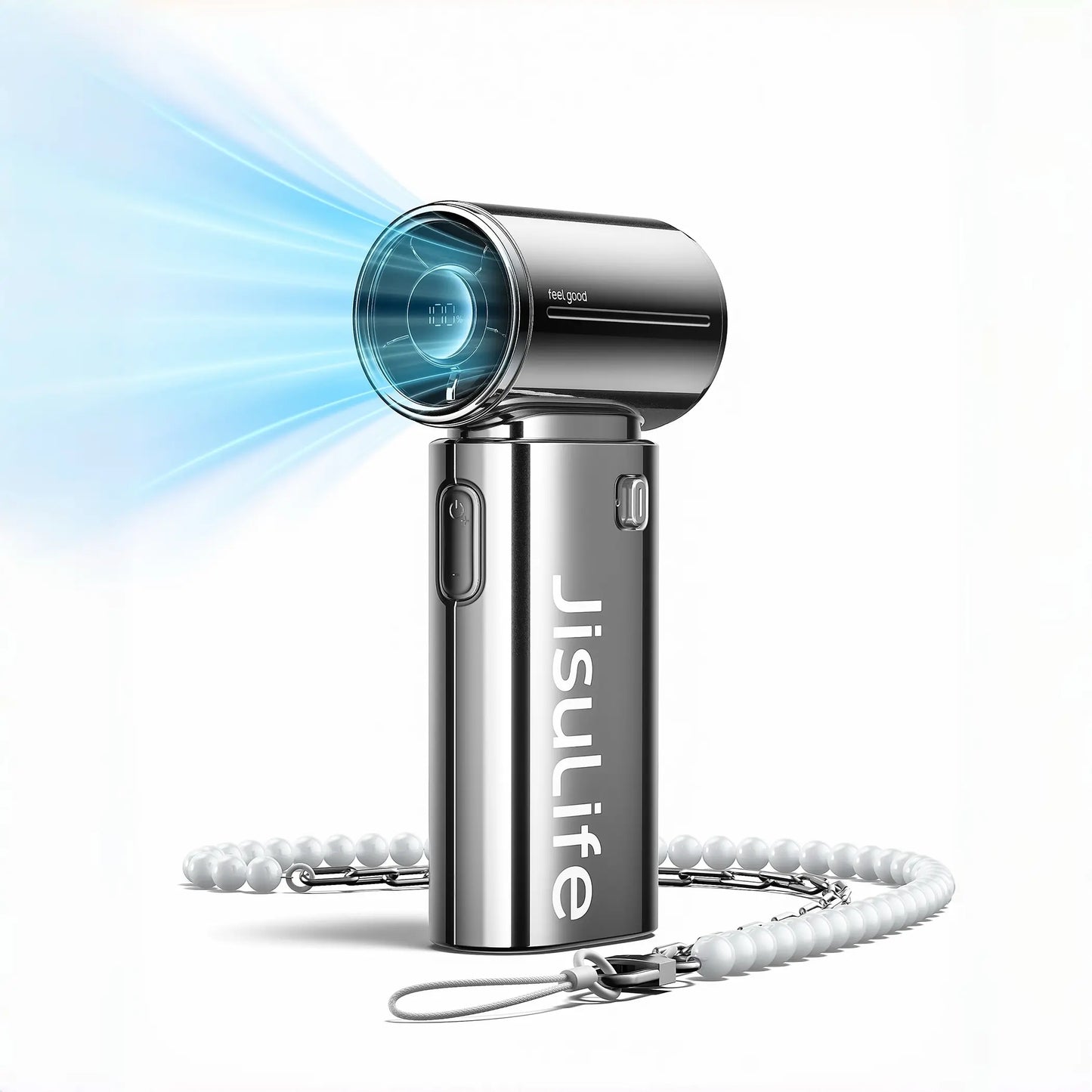 JISULIFE 2026 Life9S Chrome Portable Handheld Turbo Cooling Fan - 5000Mah Rechargeable, 18H Runtime, High-Speed, Tools and Gadgets, Mini Gadgets, Fathers Day Gift, Unique Gift for Men, Household Appliances,Dorm Essentials,Home Essentials