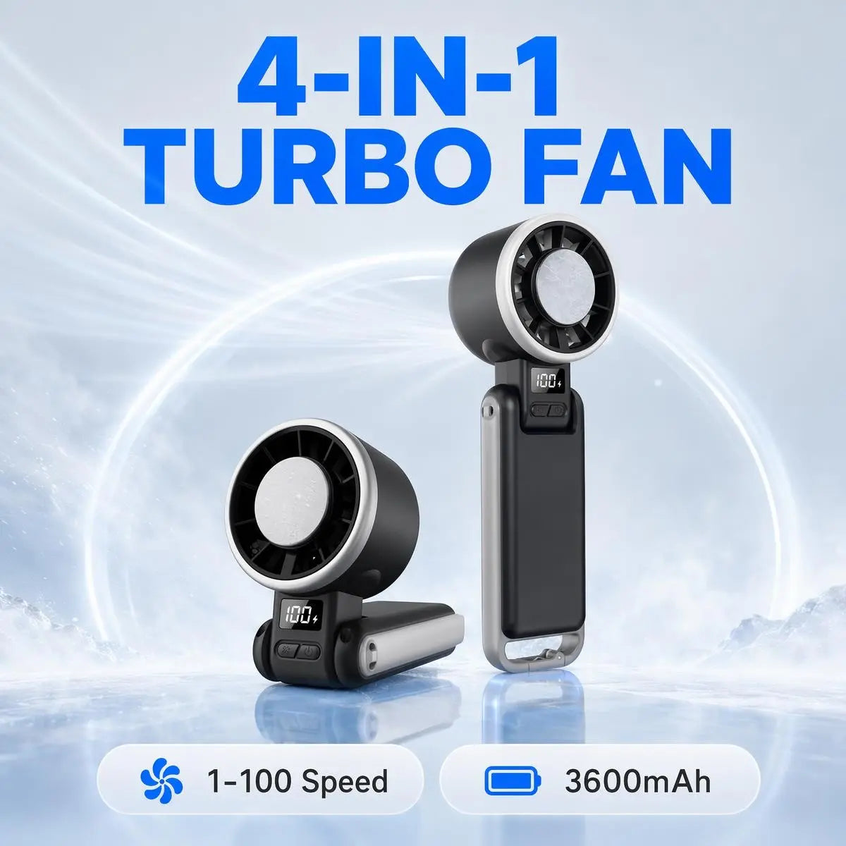 2026 Upgraded Portable Fan – Handheld High-Speed Fan, 100 Adjustable Levels, Foldable for Travel & Outdoor Use