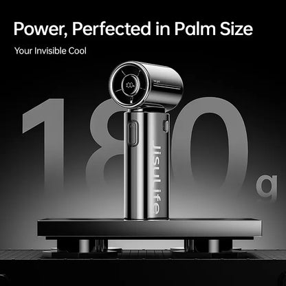 JISULIFE 2026 Life9S Chrome Portable Handheld Turbo Cooling Fan - 5000Mah Rechargeable, 18H Runtime, High-Speed, Tools and Gadgets, Mini Gadgets, Fathers Day Gift, Unique Gift for Men, Household Appliances,Dorm Essentials,Home Essentials