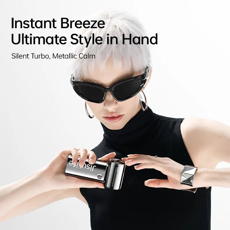 JISULIFE 2026 Life9S Chrome Portable Handheld Turbo Cooling Fan - 5000Mah Rechargeable, 18H Runtime, High-Speed, Tools and Gadgets, Mini Gadgets, Fathers Day Gift, Unique Gift for Men, Household Appliances,Dorm Essentials,Home Essentials