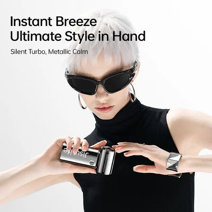 JISULIFE 2026 Life9S Chrome Portable Handheld Turbo Cooling Fan - 5000Mah Rechargeable, 18H Runtime, High-Speed, Tools and Gadgets, Mini Gadgets, Fathers Day Gift, Unique Gift for Men, Household Appliances,Dorm Essentials,Home Essentials