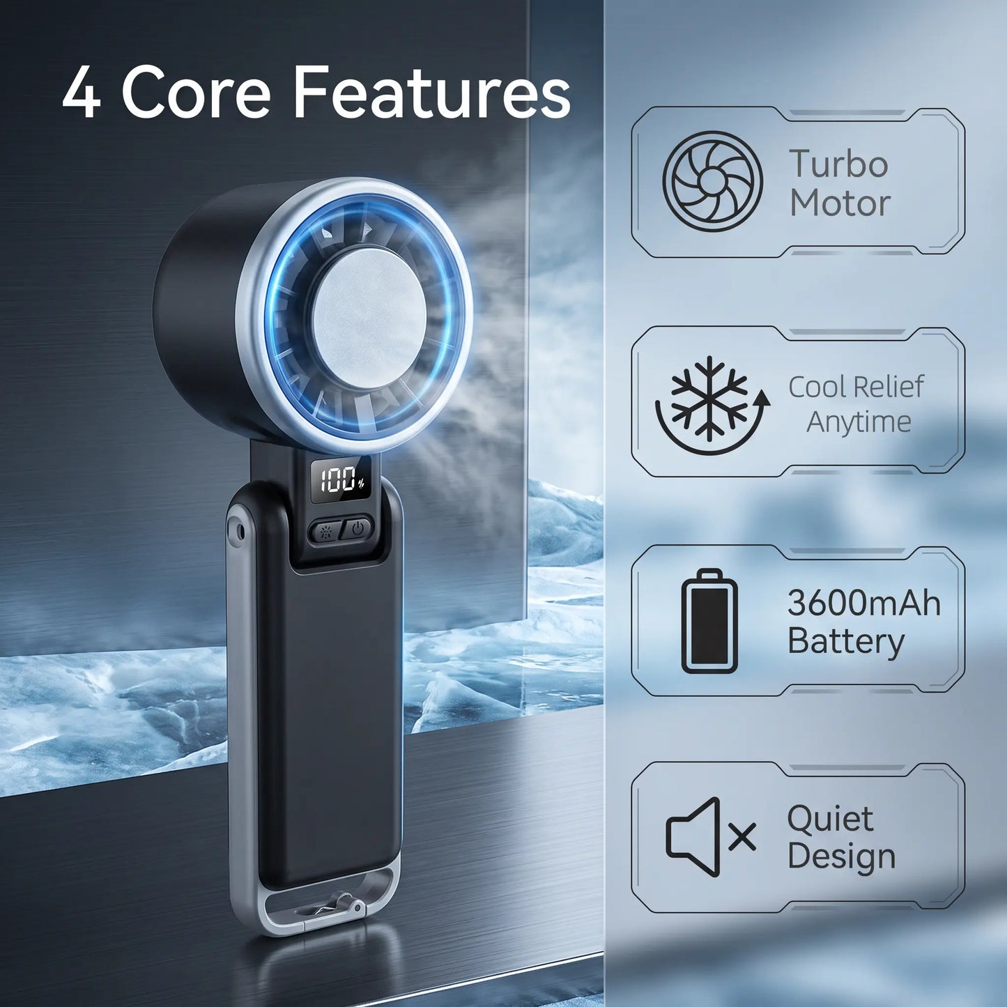 2026 Upgraded Portable Fan – Handheld High-Speed Fan, 100 Adjustable Levels, Foldable for Travel & Outdoor Use